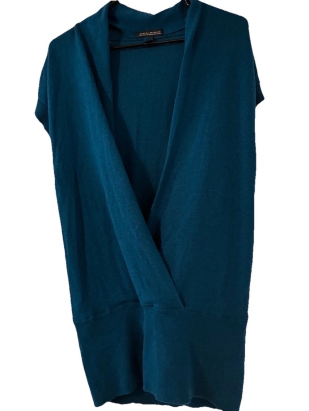 Banana Republic Luxury Cashmere Blend Teal Knit Top Size S Wool Soft Draped Top